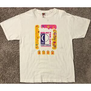 2001 American Cancer Society T-Shirt Men's White Graphic Relay For Life - Large